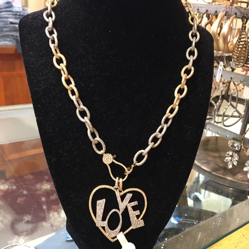 NWT 2 Tone  Love Necklace
